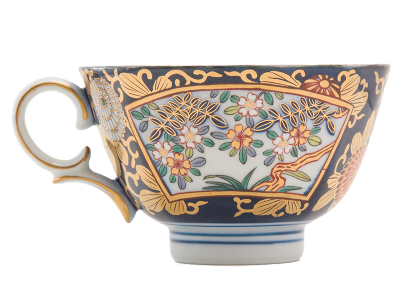 Arita-yaki tea cup and saucer, Rinpa style ko-Imari, Kisen kiln, 160ml  [CUP-105-001-0160] - USD208.42 : Thés du Japon