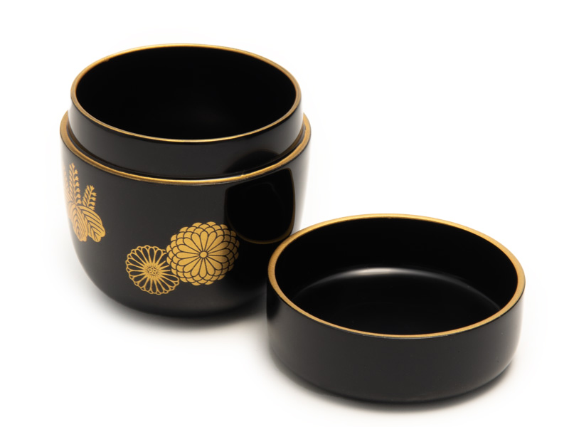 Natsume, lacquerware tea caddy for matcha. Chrysanthemums and paulownia  [LQW-28-004-0000] - USD83.37 : Thés du Japon